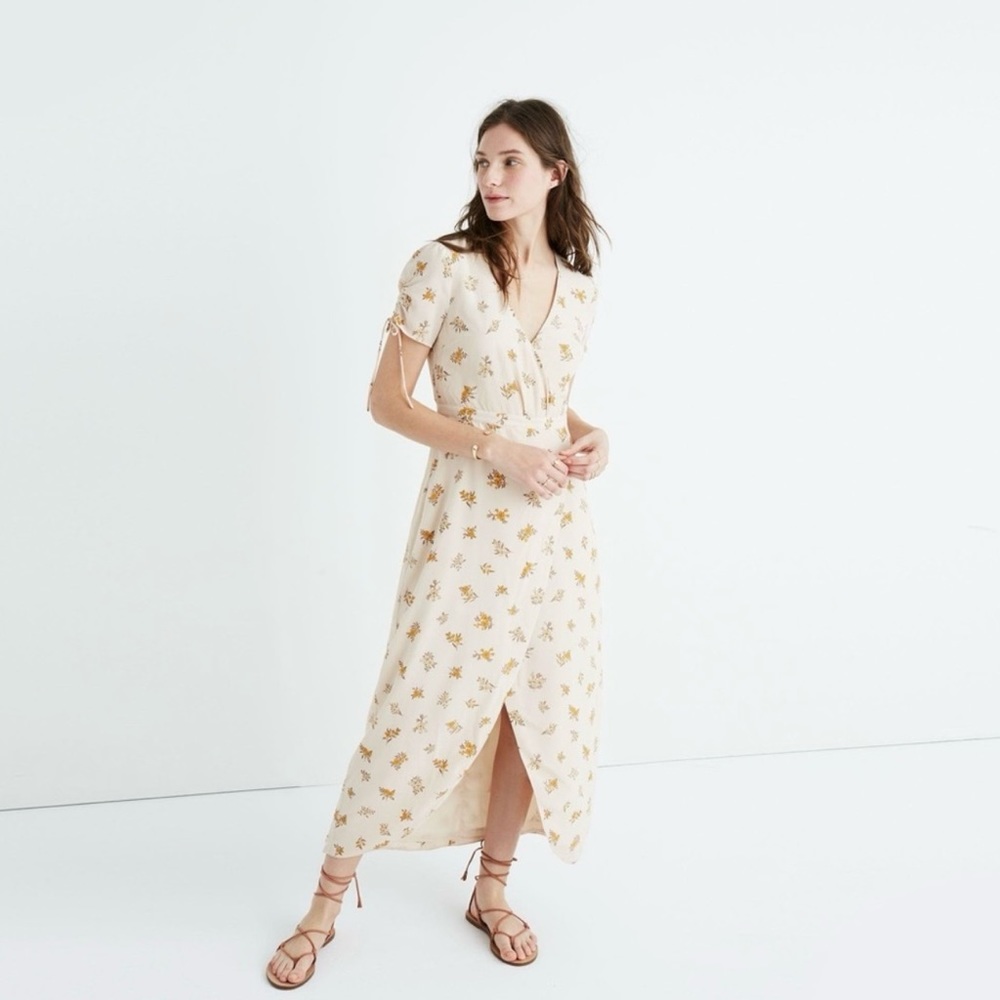Madewell/ Magdalena wrap silk crepe field flower floral dress - size 6